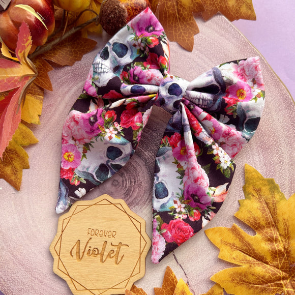 Floral Skulls Bow